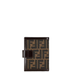 フェンディ ズッカ アジェンダPM 手帳 ブラウン キャンバス レザー レディース FENDI 【中古】