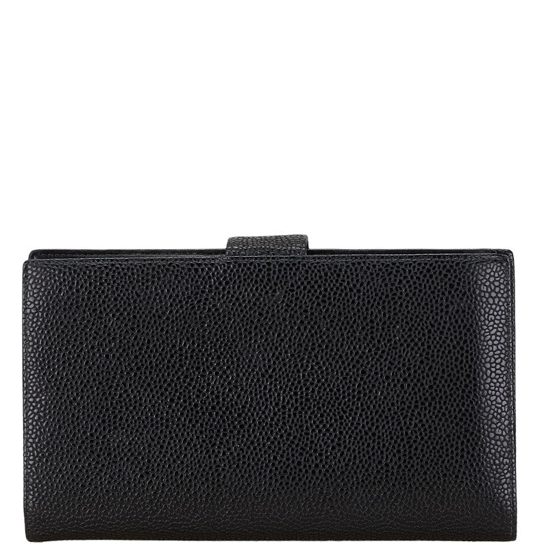 シャネル ココマーク がま口 長財布 ブラック キャビアスキン レディース CHANEL 【中古】