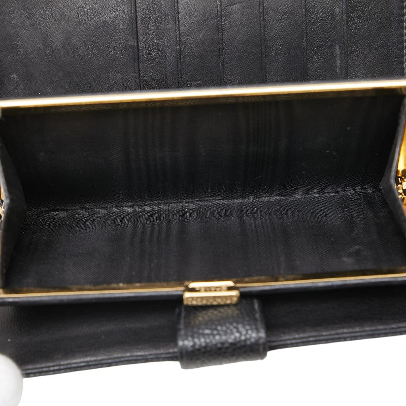 シャネル ココマーク がま口 長財布 ブラック キャビアスキン レディース CHANEL 【中古】