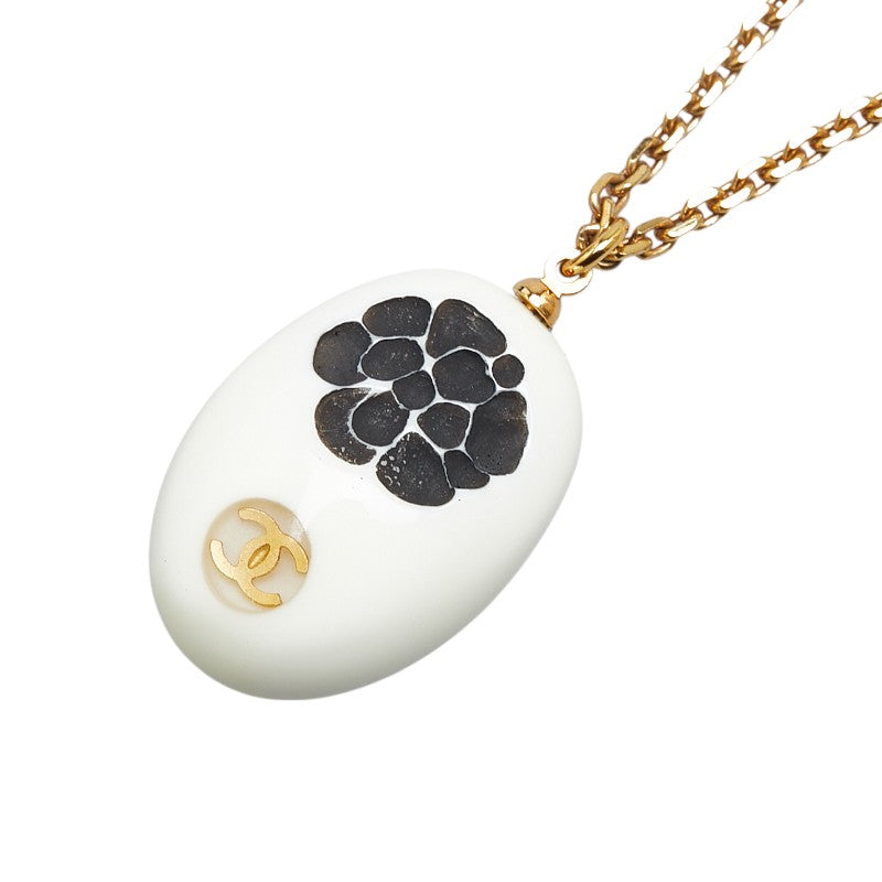 シャネル カメリア ココマーク ネックレス ゴールド ホワイト ブラック メッキ プラスチック レディース CHANEL 【中古】