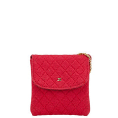 シャネル マトラッセ ココマーク ミニ チェーン ショルダーバッグ レッド コットン レディース CHANEL 【中古】