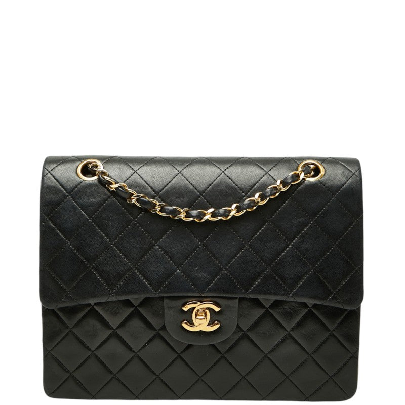 シャネル マトラッセ ココマーク ダブルフラップ チェーン ショルダーバッグ ブラック ラムスキン レディース CHANEL 【中古】