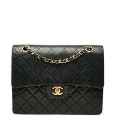 シャネル マトラッセ ココマーク ダブルフラップ チェーン ショルダーバッグ ブラック ラムスキン レディース CHANEL 【中古】