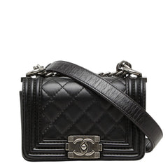 シャネル ココマーク ボーイシャネル チェーン ショルダーバッグ ブラック レザー レディース CHANEL 中古