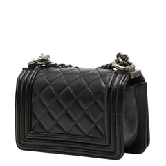シャネル ココマーク ボーイシャネル チェーン ショルダーバッグ ブラック レザー レディース CHANEL 中古