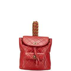 シャネル マトラッセ ココマーク リュック バックパック レッド ラムスキン レディース CHANEL 【中古】