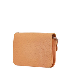 シャネル ハーフココ 斜め掛け チェーン ショルダーバッグ オレンジ ベージュ キャビアスキン レディース CHANEL 【中古】