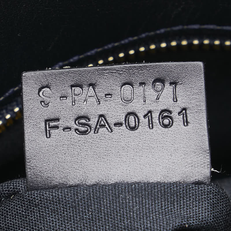 セリーヌ マカダム ショルダーバッグ ハンドバッグ 2WAY ネイビー ホワイト キャンバス レザー レディース CELINE 【中古】