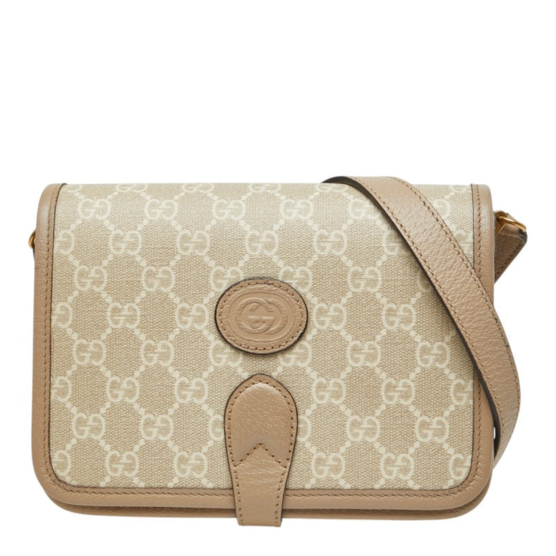 グッチ GGスプリーム 斜め掛け ショルダーバッグ 671620 ベージュ PVC レザー レディース GUCCI 中古