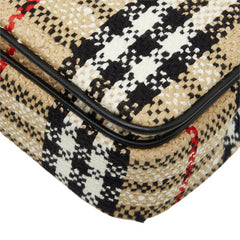 バーバリー ノバチェック ローラ スモール チェーン ショルダーバッグ ベージュ ツイード レザー レディース BURBERRY 中古
