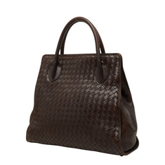 ボッテガヴェネタ イントレチャート ハンドバッグ ショルダーバッグ 2WAY ブラウン レザー レディース BOTTEGAVENETA 中古
