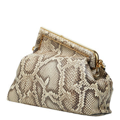 フェンディ ファースト ミディアム ショルダーバッグ 8BP127 ベージュ パイソン レディース FENDI 中古