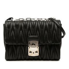 ミュウミュウ マテラッセ ハンドバッグ 5BD002 ブラック レザー レディース MIUMIU 中古