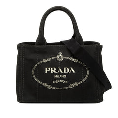 プラダ 三角ロゴプレート カナパ ミニ ハンドバッグ ショルダーバッグ 2WAY 1BG439 ブラック キャンバス レディース PRADA 【中古】