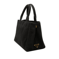 プラダ 三角ロゴプレート カナパ ミニ ハンドバッグ ショルダーバッグ 2WAY 1BG439 ブラック キャンバス レディース PRADA 【中古】