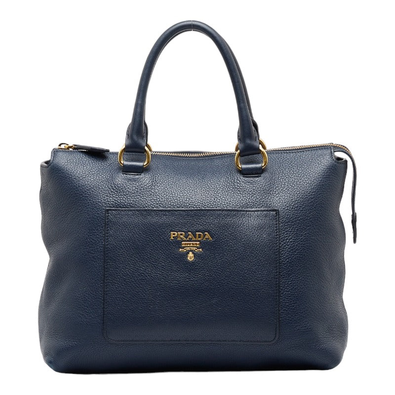 プラダ ハンドバッグ ショルダーバッグ 2WAY 1BA063 ネイビー ゴールド レザー レディース PRADA 【中古】