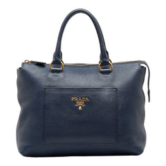 プラダ ハンドバッグ ショルダーバッグ 2WAY 1BA063 ネイビー ゴールド レザー レディース PRADA 【中古】
