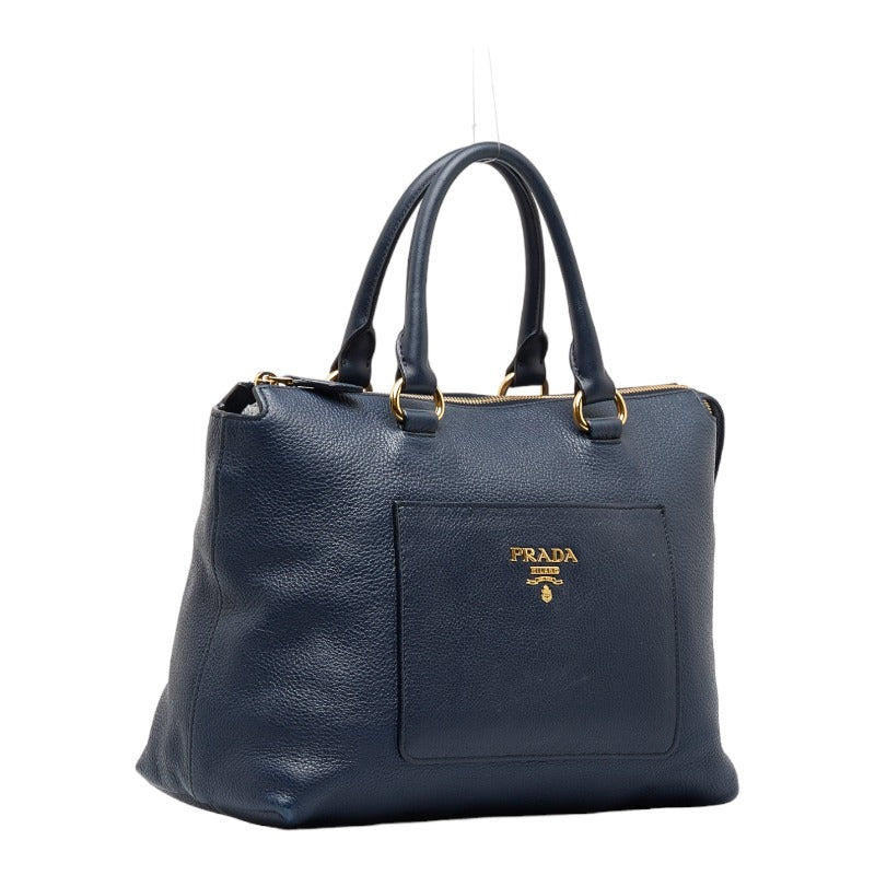 プラダ ハンドバッグ ショルダーバッグ 2WAY 1BA063 ネイビー ゴールド レザー レディース PRADA 【中古】