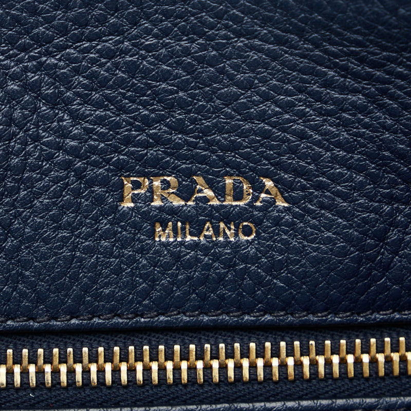 プラダ ハンドバッグ ショルダーバッグ 2WAY 1BA063 ネイビー ゴールド レザー レディース PRADA 【中古】