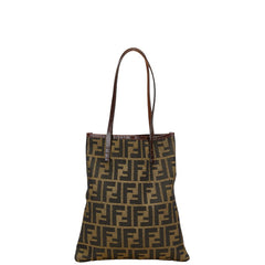 フェンディ ズッカ トートバッグ ハンドバッグ カーキ ブラウン キャンバス レザー レディース FENDI 【中古】