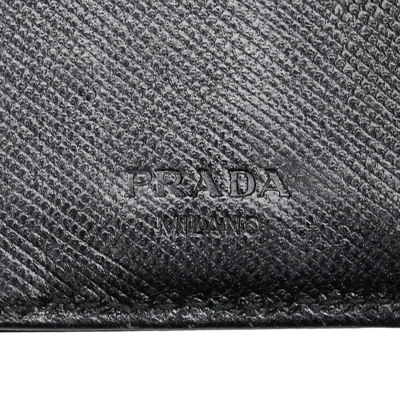 プラダ 三角ロゴプレート 三つ折り財布 ブラック ナイロン レディース PRADA 【中古】