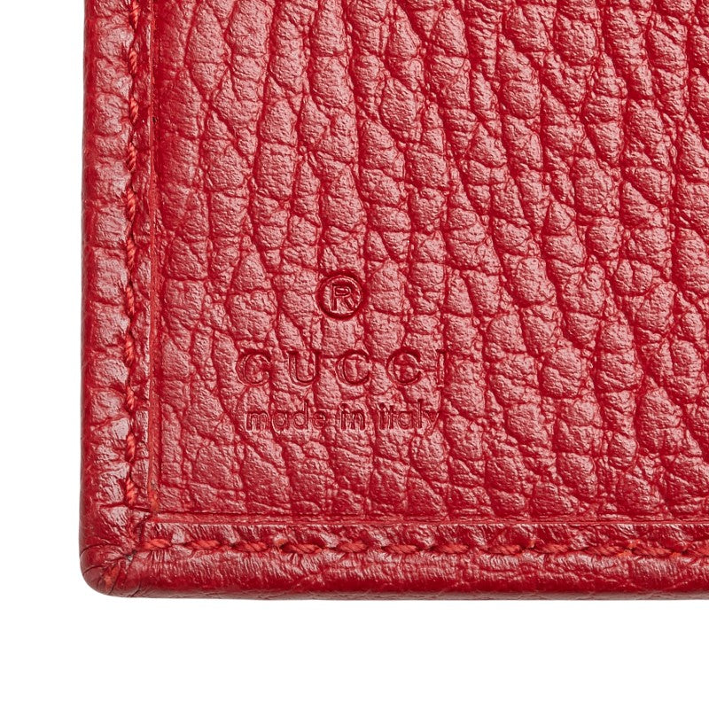 グッチ GGマーモント 二つ折り財布 456122 レッド レザー レディース GUCCI 【中古】