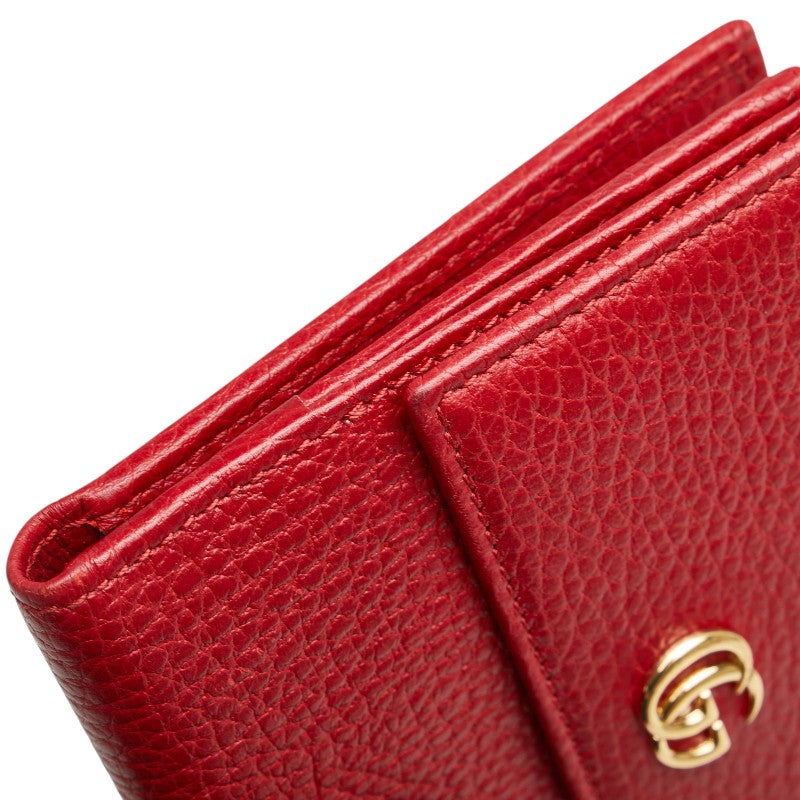 グッチ GGマーモント 二つ折り財布 456122 レッド レザー レディース GUCCI 【中古】