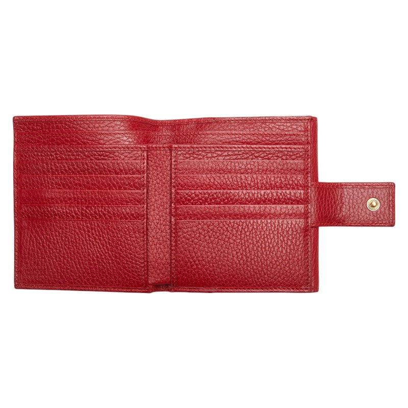グッチ GGマーモント 二つ折り財布 456122 レッド レザー レディース GUCCI 【中古】