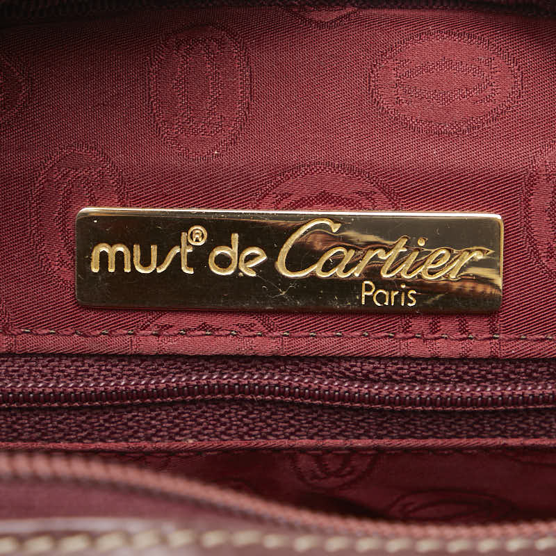 カルティエ マストライン ショルダーバッグ ワインレッド ボルドー レザー レディース CARTIER 【中古】