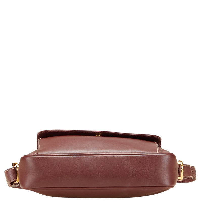 カルティエ マストライン ショルダーバッグ ワインレッド ボルドー レザー レディース CARTIER 【中古】