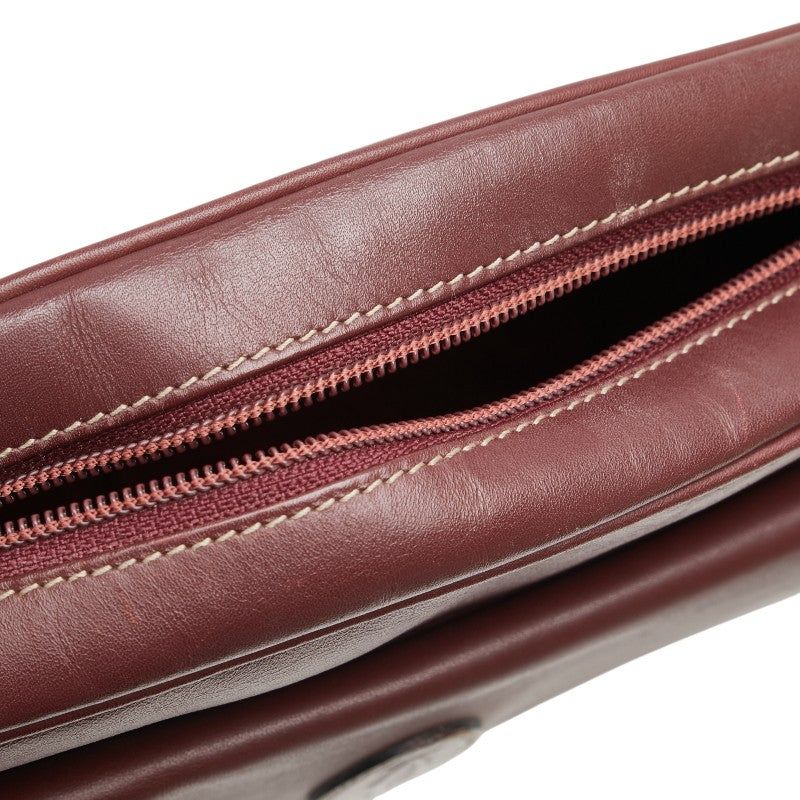カルティエ マストライン ショルダーバッグ ワインレッド ボルドー レザー レディース CARTIER 【中古】