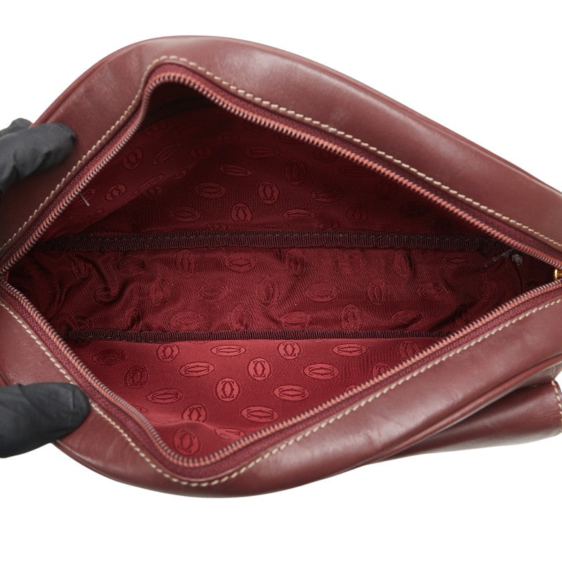 カルティエ マストライン ショルダーバッグ ワインレッド ボルドー レザー レディース CARTIER 【中古】