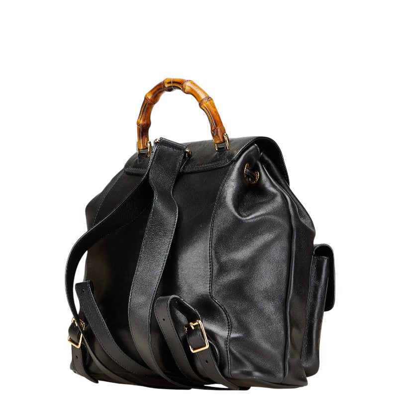 グッチ バンブー リュック バックパック 003 1998 ブラック レザー レディース GUCCI 【中古】