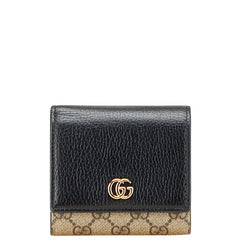 グッチ GGマーモント 二つ折り財布 598587 ブラック ベージュ PVC レザー レディース GUCCI 【中古】