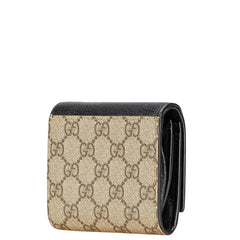 グッチ GGマーモント 二つ折り財布 598587 ブラック ベージュ PVC レザー レディース GUCCI 【中古】