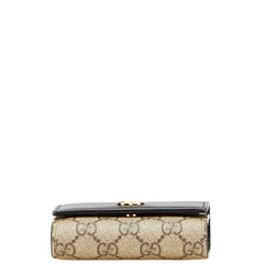 グッチ GGマーモント 二つ折り財布 598587 ブラック ベージュ PVC レザー レディース GUCCI 【中古】