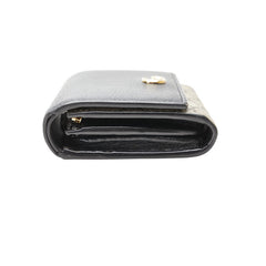 グッチ GGマーモント 二つ折り財布 598587 ブラック ベージュ PVC レザー レディース GUCCI 【中古】