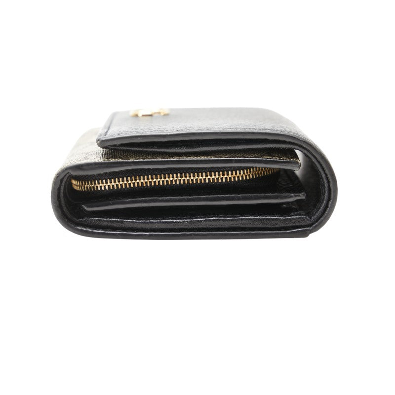 グッチ GGマーモント 二つ折り財布 598587 ブラック ベージュ PVC レザー レディース GUCCI 【中古】