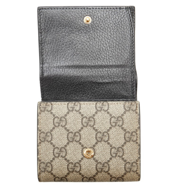 グッチ GGマーモント 二つ折り財布 598587 ブラック ベージュ PVC レザー レディース GUCCI 【中古】