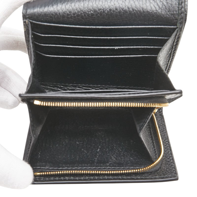 グッチ GGマーモント 二つ折り財布 598587 ブラック ベージュ PVC レザー レディース GUCCI 【中古】