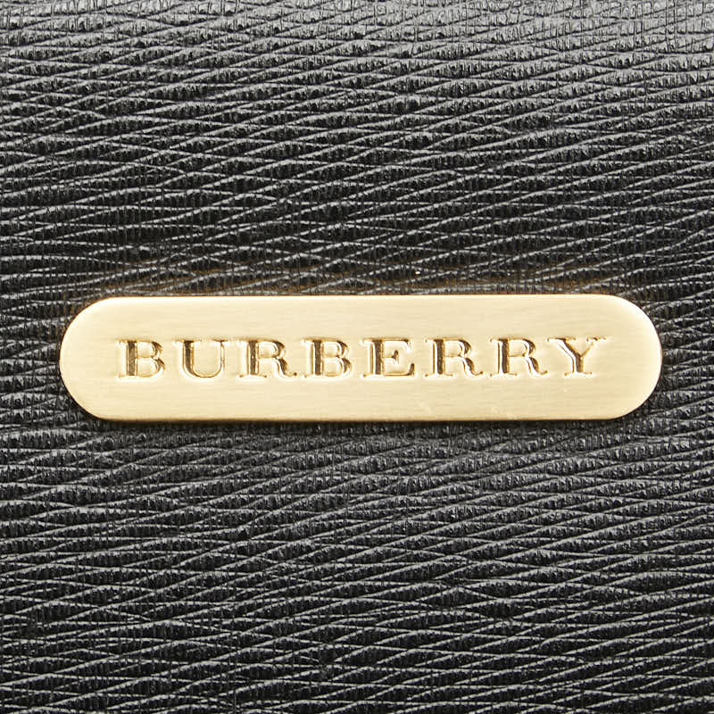 バーバリー ノバチェック シャドーホース トートバッグ ブラック レザー レディース BURBERRY 【中古】