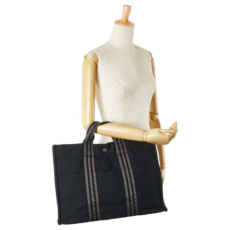 エルメス フールトゥMM トートバッグ ハンドバッグ ブラック グレー キャンバス レディース HERMES 【中古】