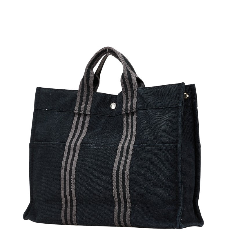 エルメス フールトゥMM トートバッグ ハンドバッグ ブラック グレー キャンバス レディース HERMES 【中古】