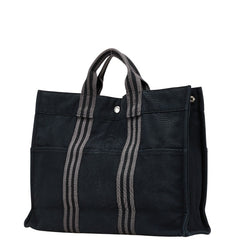 エルメス フールトゥMM トートバッグ ハンドバッグ ブラック グレー キャンバス レディース HERMES 【中古】