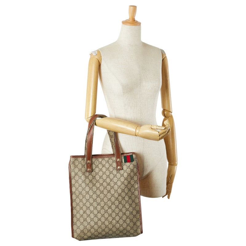 グッチ GGスプリーム トートバッグ 211135 ベージュ ブラウン PVC レザー レディース GUCCI 【中古】