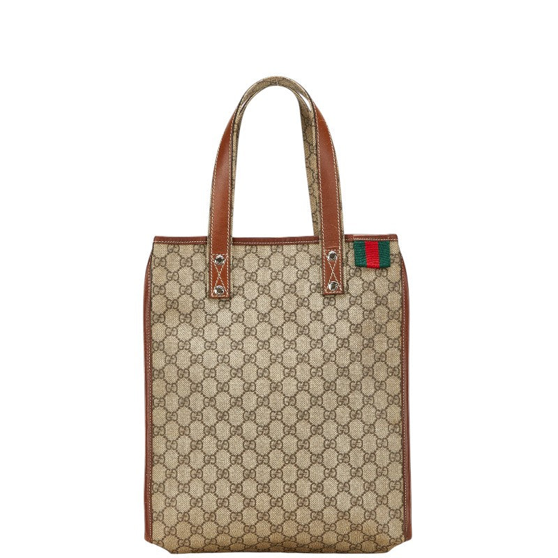 グッチ GGスプリーム トートバッグ 211135 ベージュ ブラウン PVC レザー レディース GUCCI 【中古】