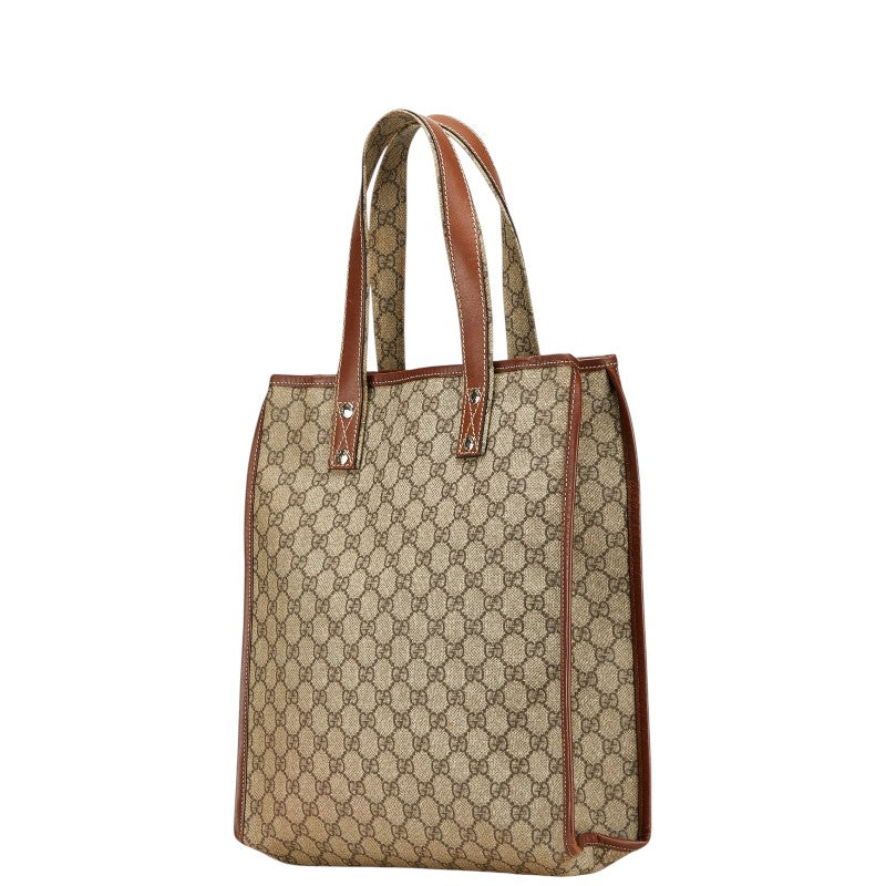 グッチ GGスプリーム トートバッグ 211135 ベージュ ブラウン PVC レザー レディース GUCCI 【中古】