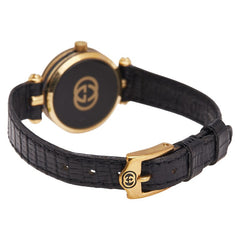 グッチ 腕時計 2040L クオーツ ブラック文字盤 メッキ レザー レディース GUCCI 【中古】