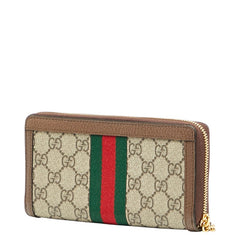グッチ オフィディア GGスプリーム ラウンドファスナー 長財布 523154 ベージュ マルチカラー PVC レザー レディース GUCCI 【中古】