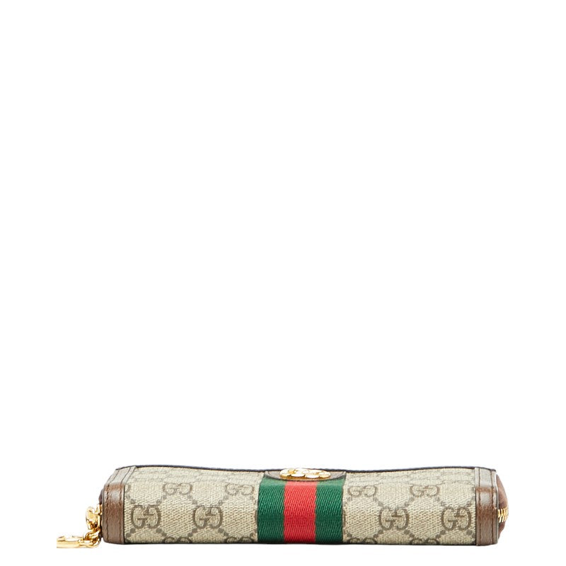 グッチ オフィディア GGスプリーム ラウンドファスナー 長財布 523154 ベージュ マルチカラー PVC レザー レディース GUCCI 【中古】